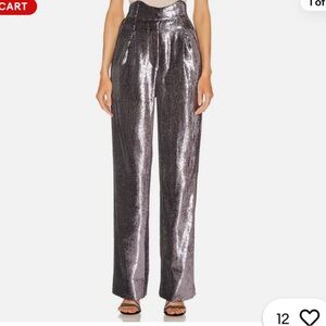 Retrofete Metallic Purple Sequin Trousers